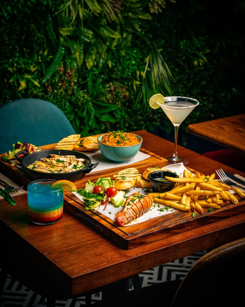 Premium dining at ESQ — charcoal grills and signature dishes